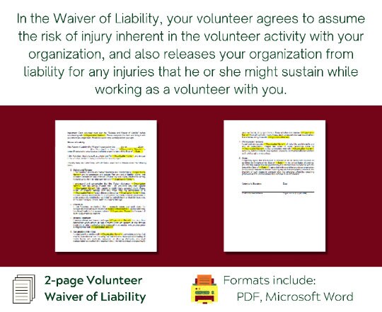 Volunteer Waiver of Liability Template