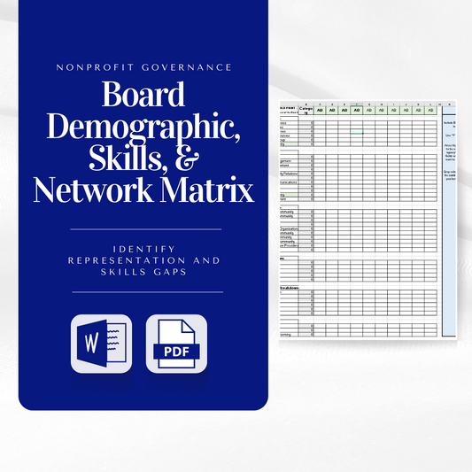 Nonprofit Board of Directors Demographic, Skills, and Network Matrix