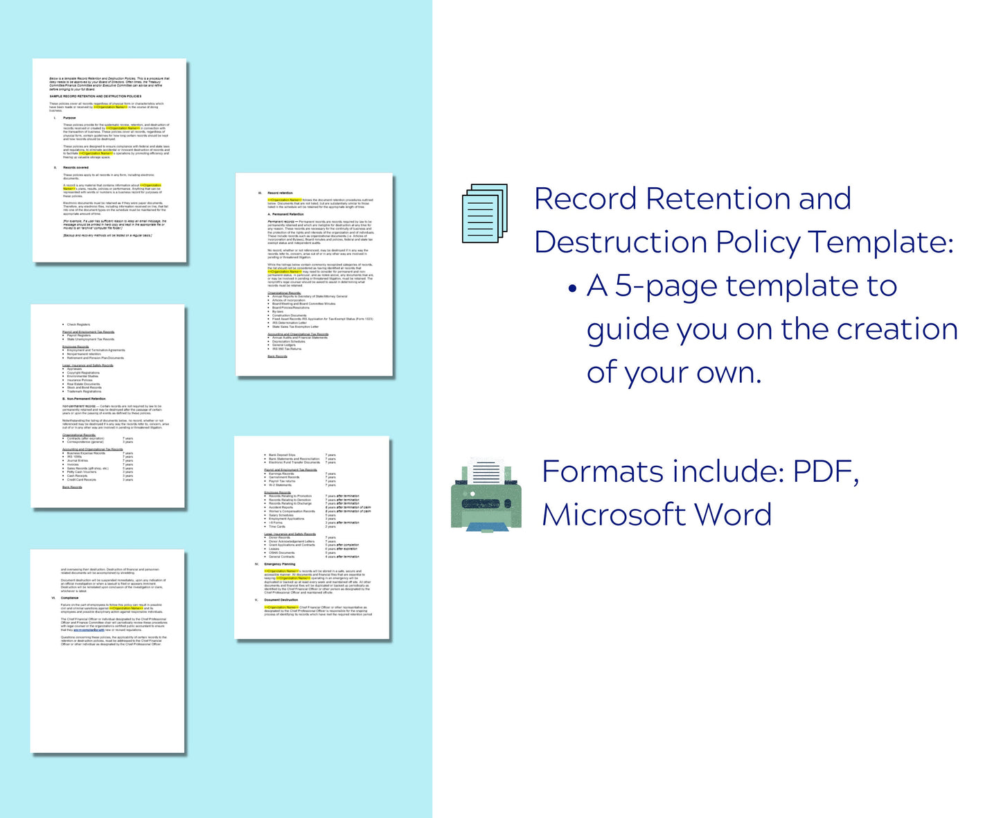 Record Retention and Destruction Policy Template